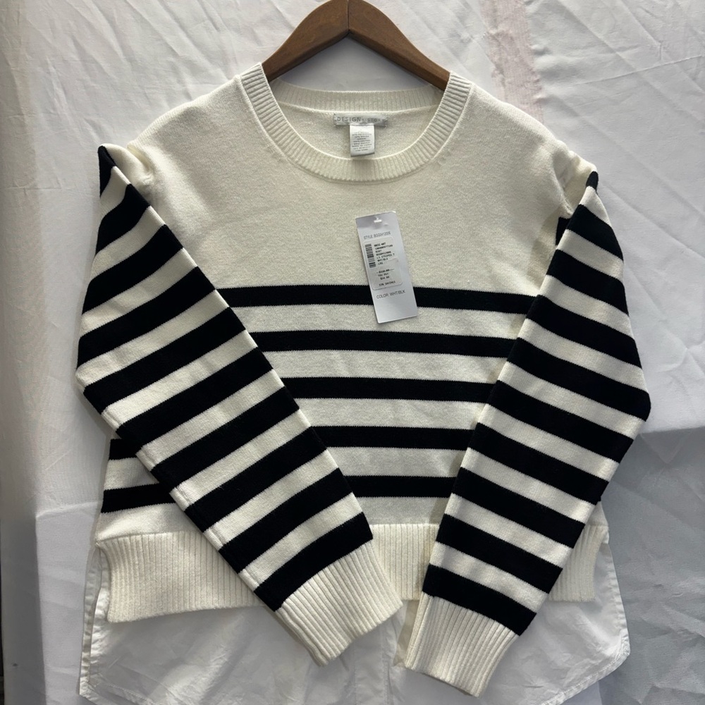 Design History Black and White Striped Sweater
